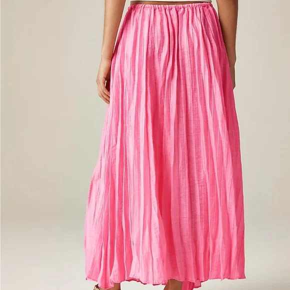 J crew white pleated maxi drawstring skirt